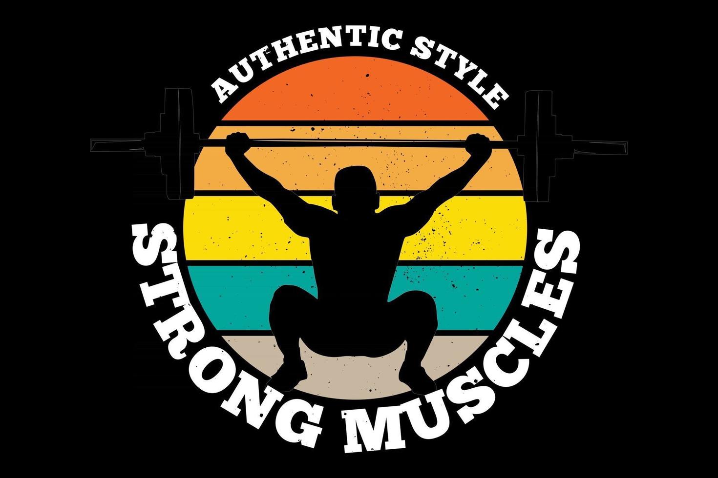 T-shirt authentic style strong muscles retro vintage style vector