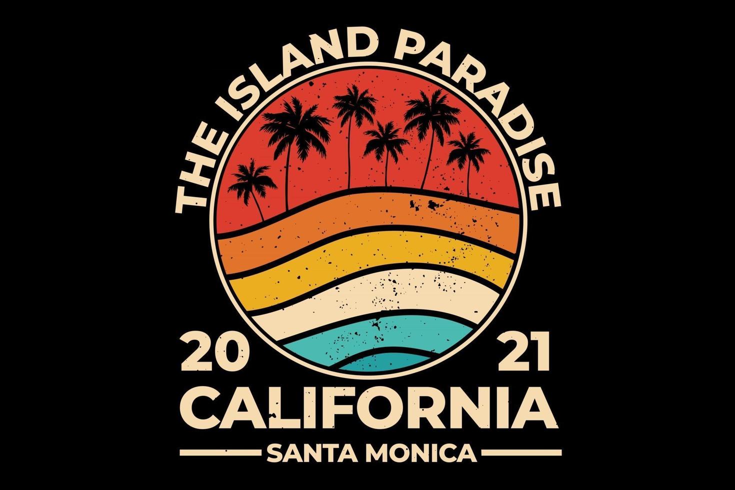 T-shirt california beach island paradise retro style vector