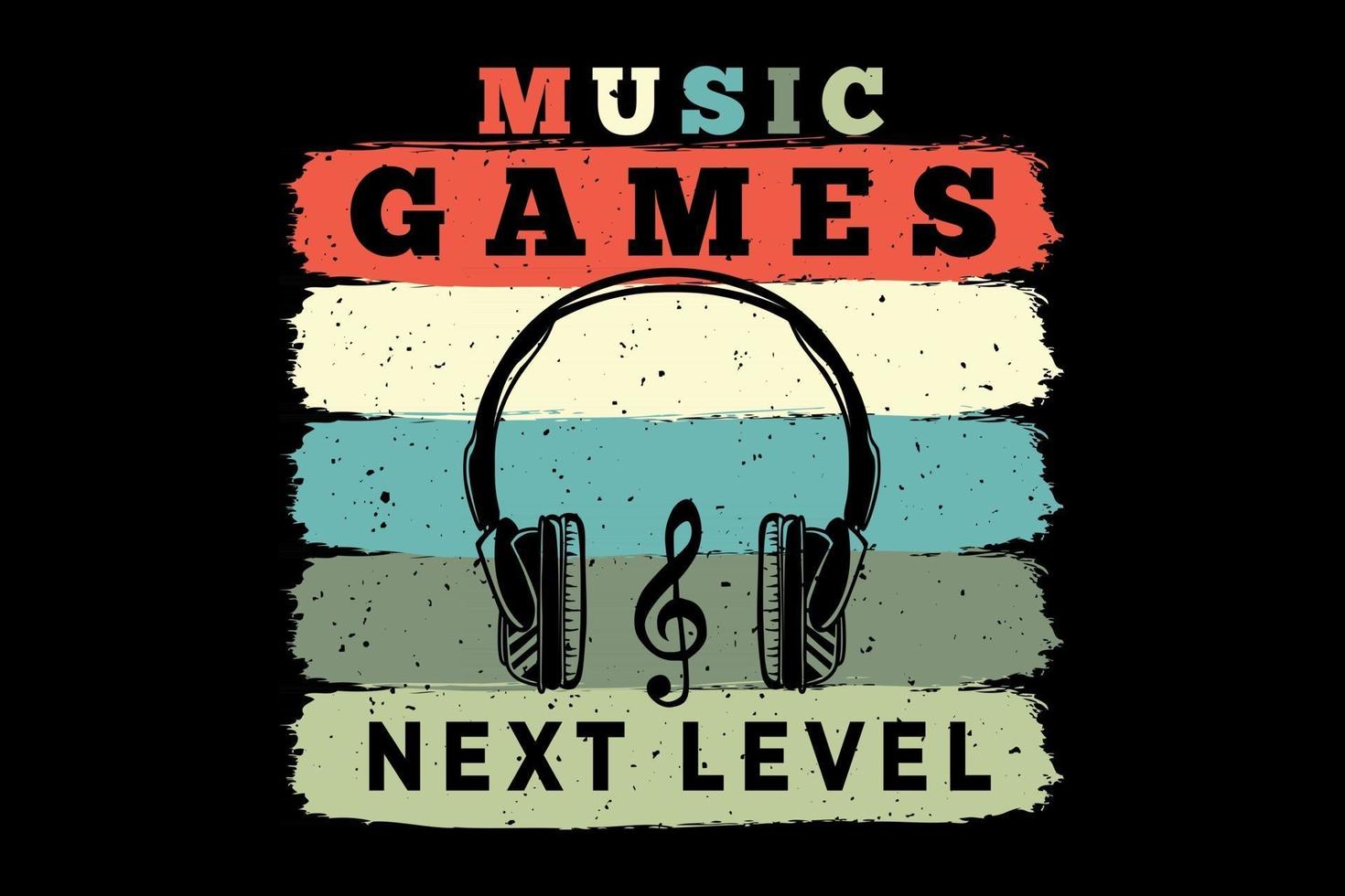 T-shirt headset music games next level retro vintage style vector