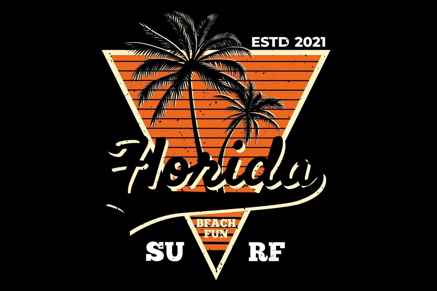 camiseta florida surf beach estilo retro vector