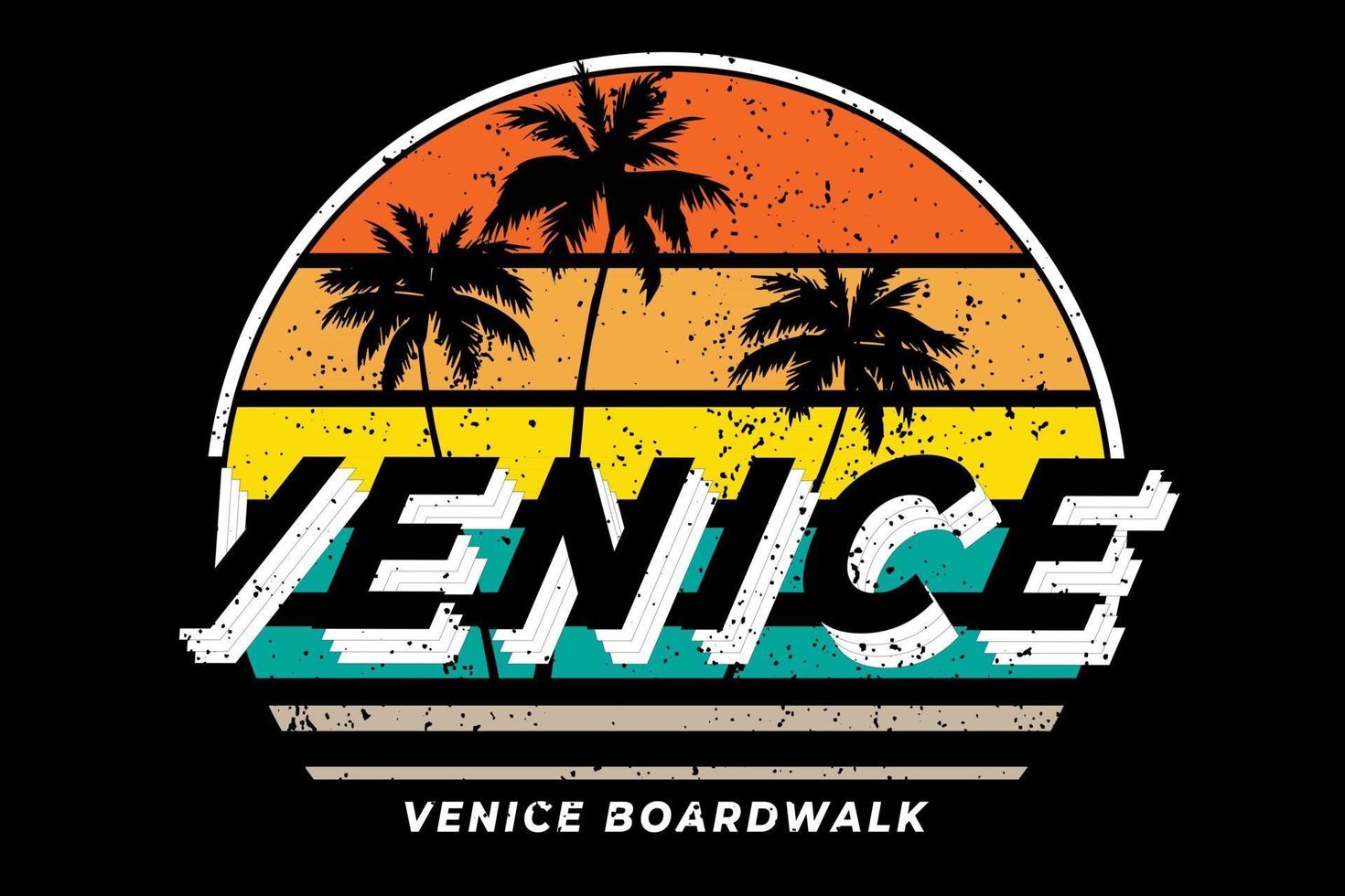 camiseta estilo retro paseo marítimo de venecia vector