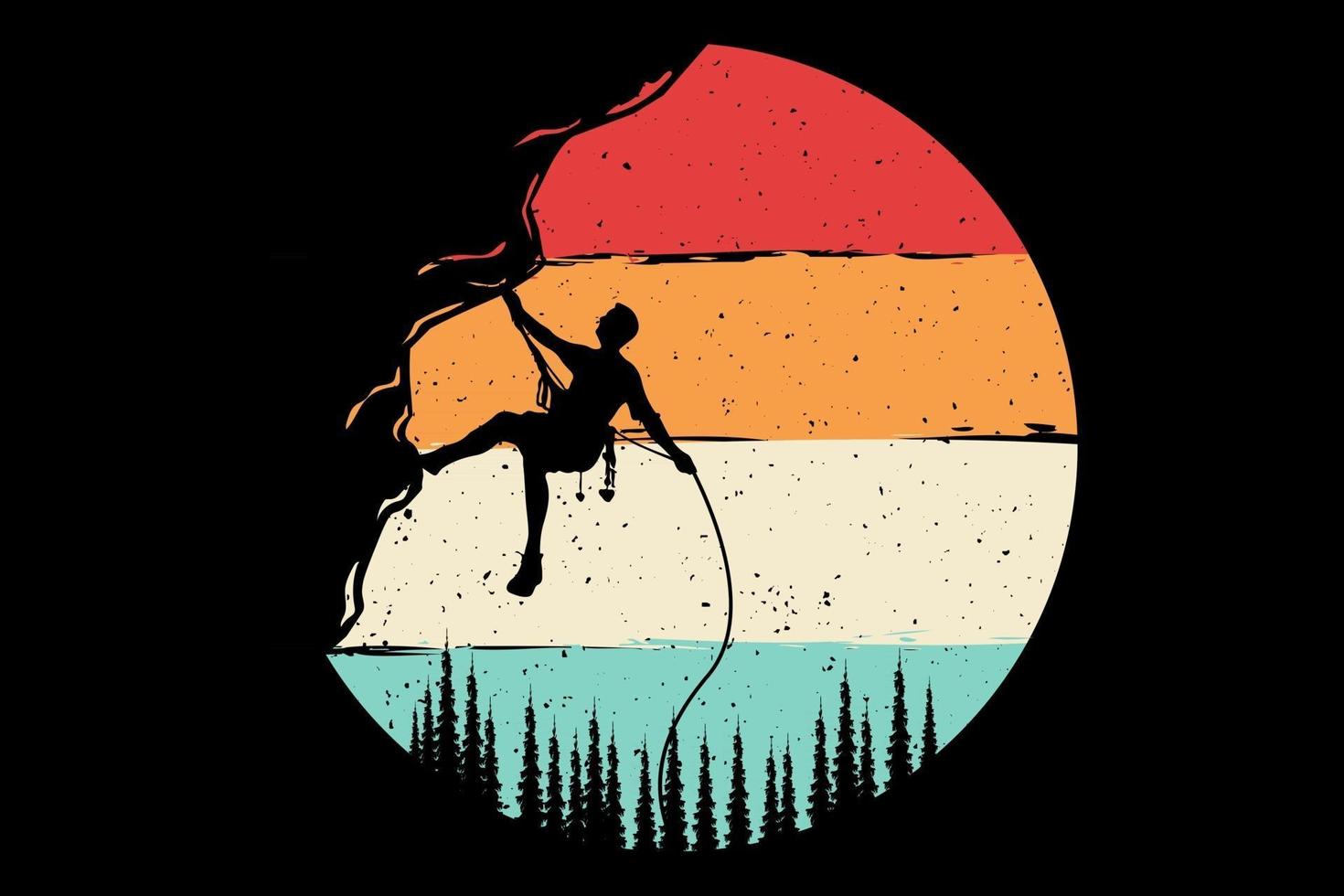 T-shirt mountain climber retro style vector