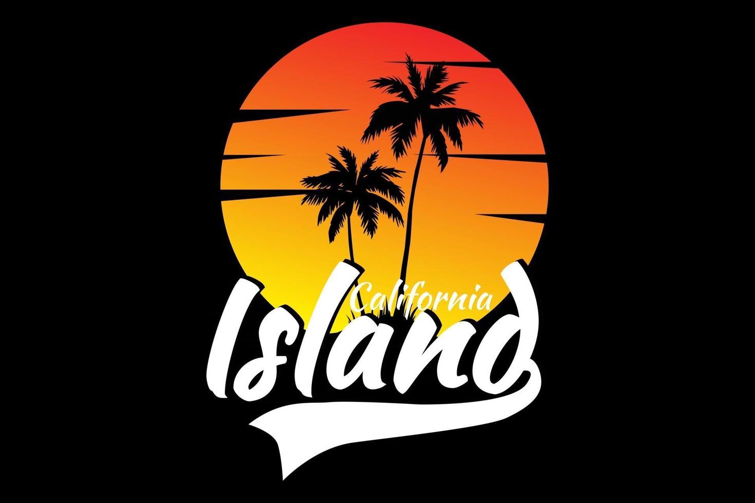 T-shirt california island beautiful sunset sky design vector