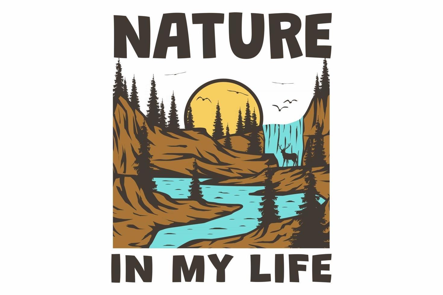 T-shirt retro nature in my life hand drawn vintage style vector