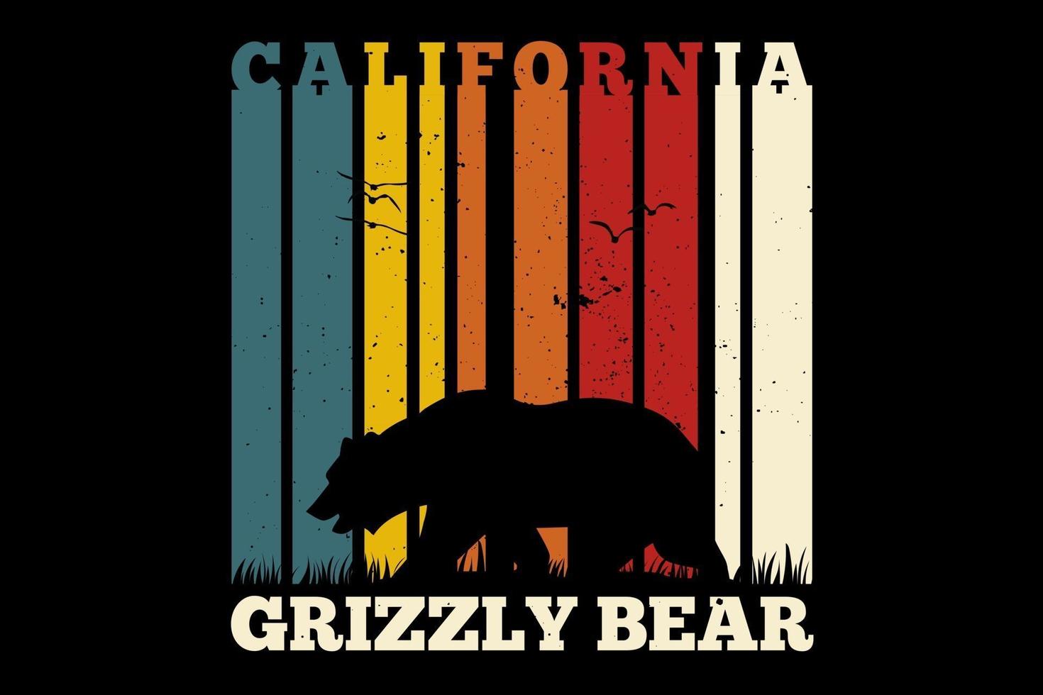 camiseta california grizzly bear estilo retro vintage vector