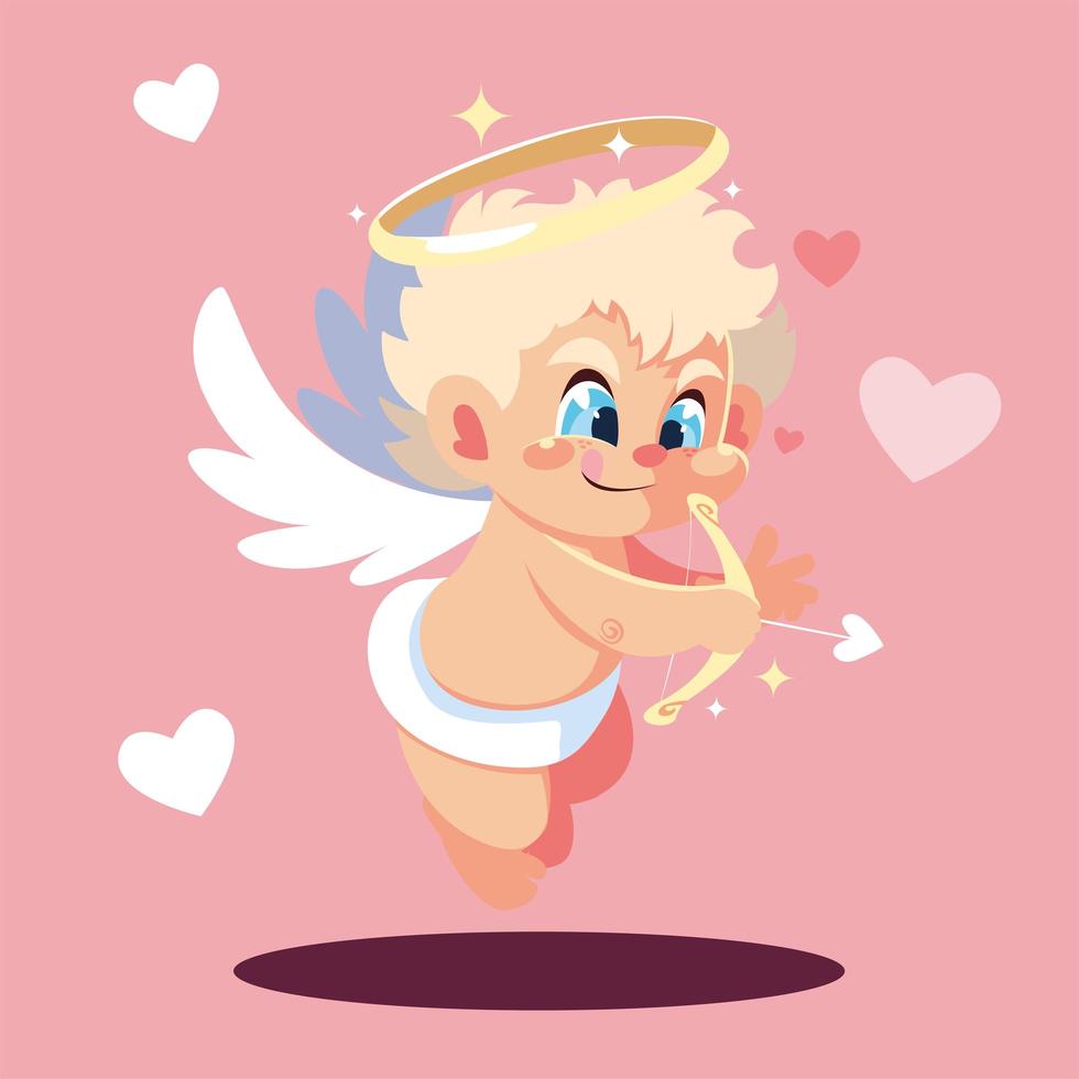 cupido ángel apuntando una flecha, día de san valentín vector