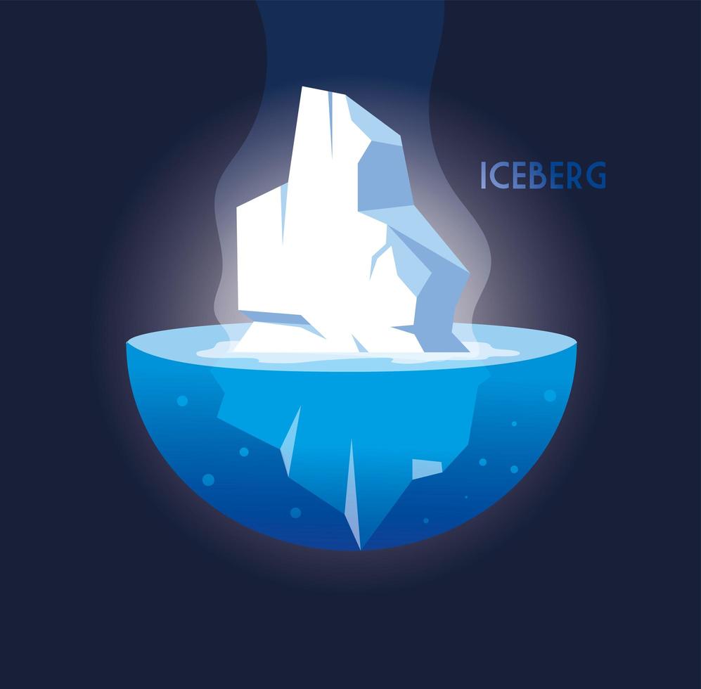 full big iceberg floating in in the sea vector