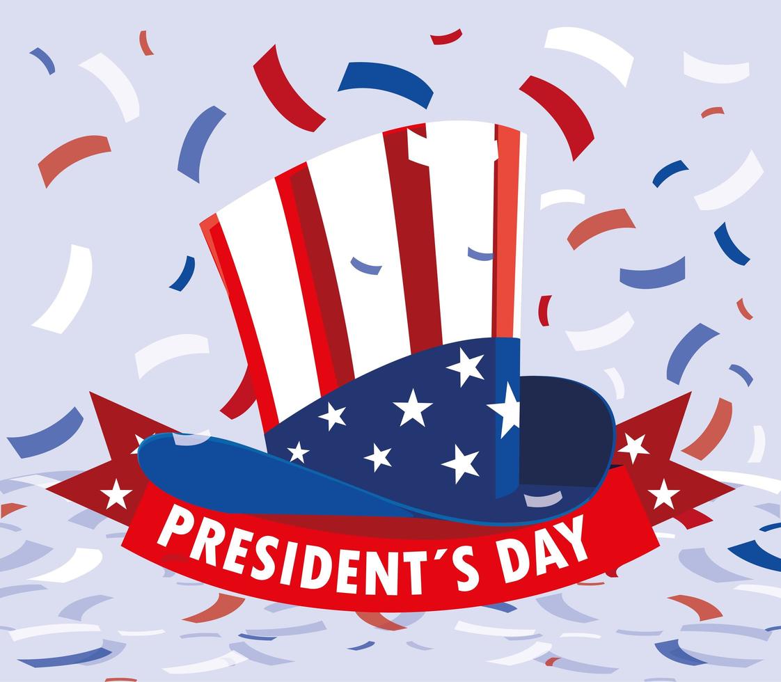 president day greeting card, hat in american flag colors vector