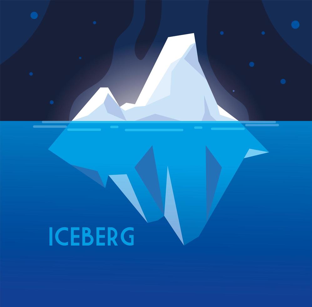 iceberg grande lleno flotando en el mar vector