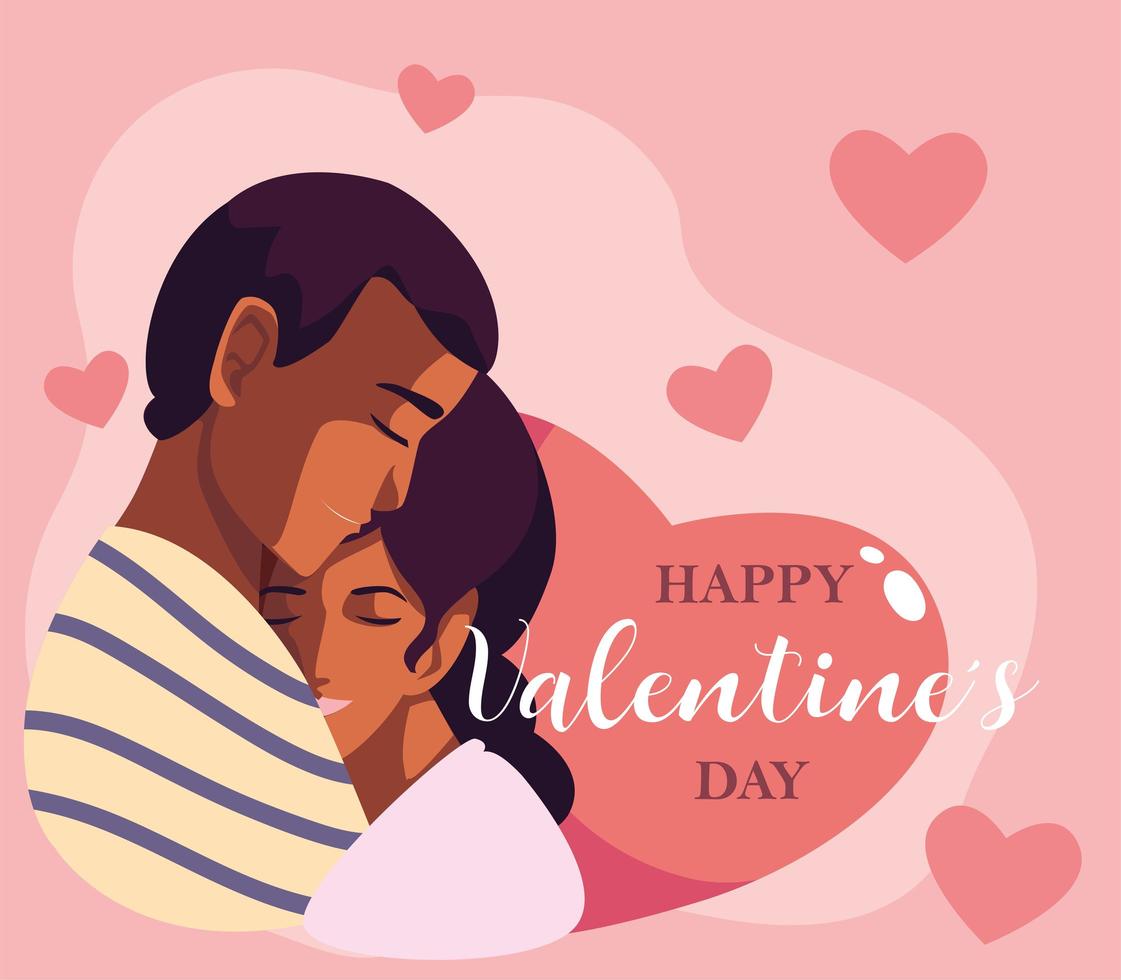 greetings card for valentines day, couple in love vector