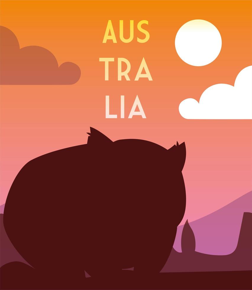 tarjeta con etiqueta de roedor y australia. vector