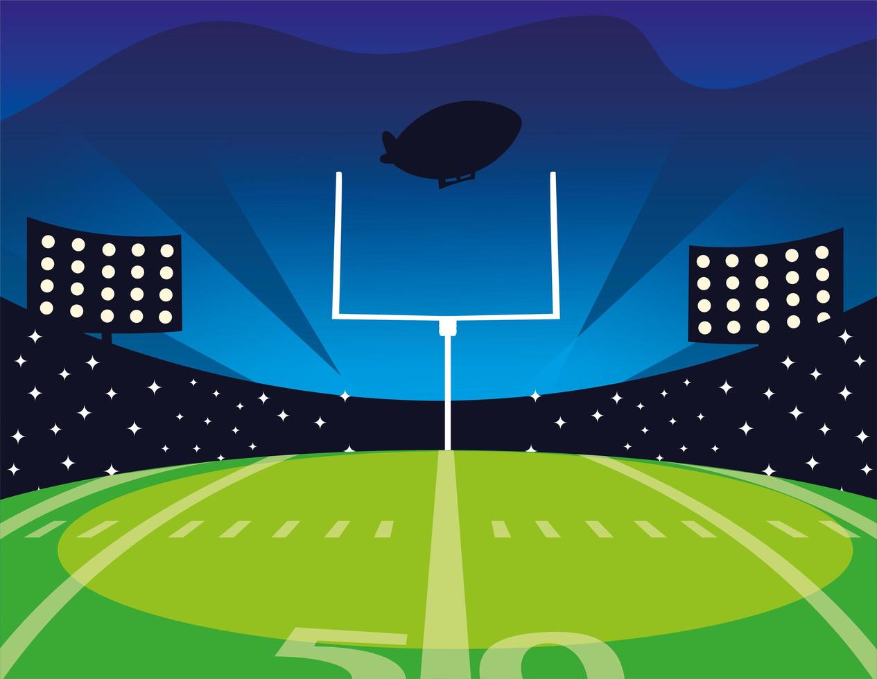 american football field with bright lights vector