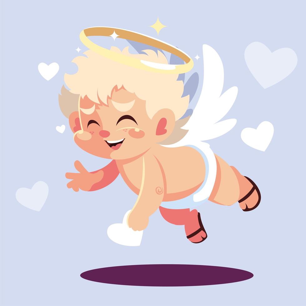 lindo ángel cupido, día de san valentín vector