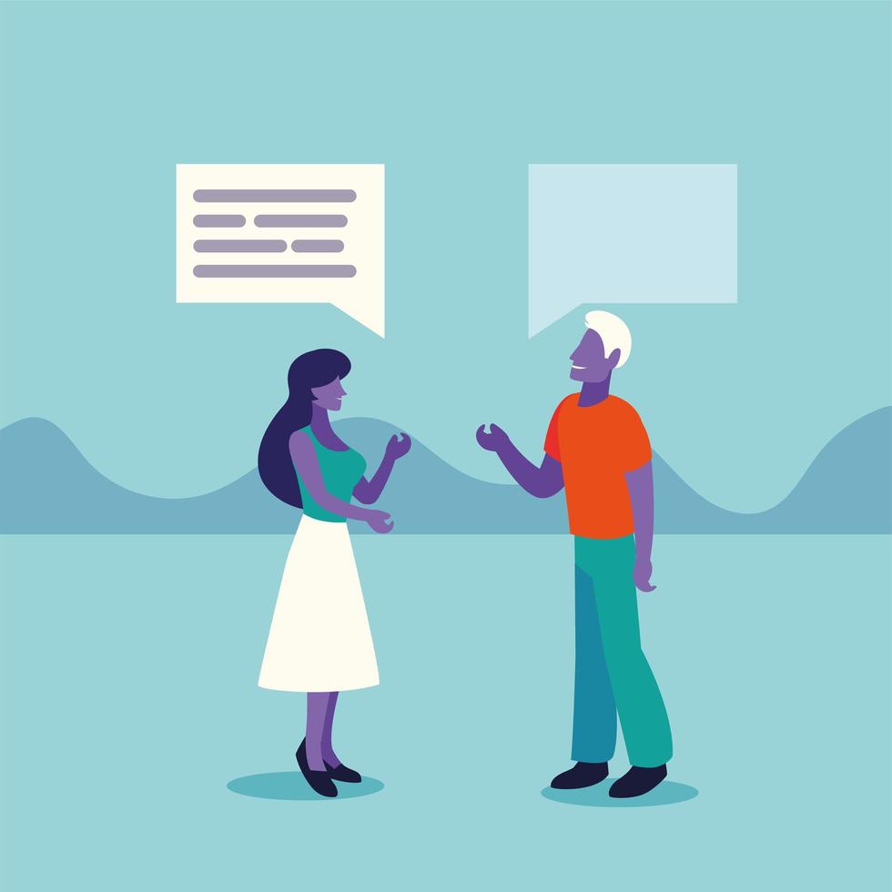 business couple with speech bubble vector