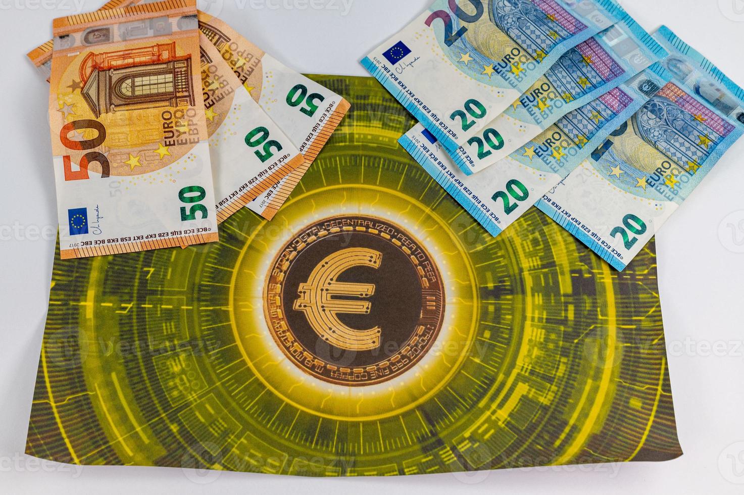 20 and 50 euro banknotes with currency symbol photo