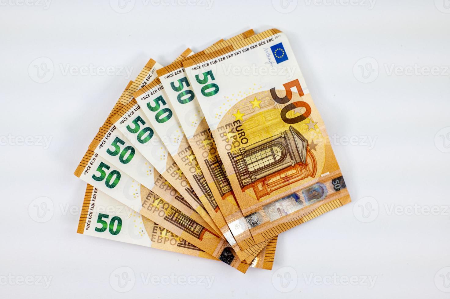 Billetes de 50 euros en forma de abanico foto
