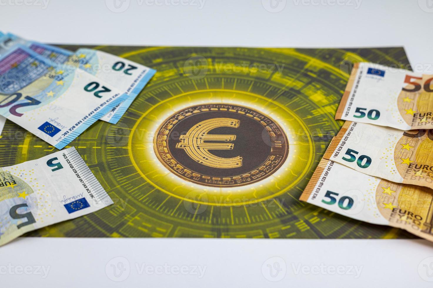 50 20 5 euro banknotes with euro symbol photo