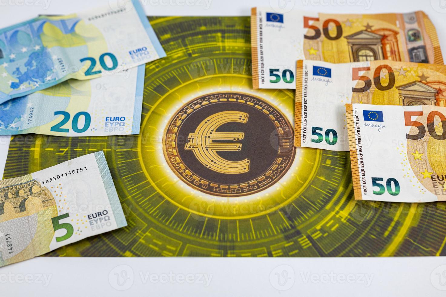 50 20 5 euro banknotes with euro symbol photo