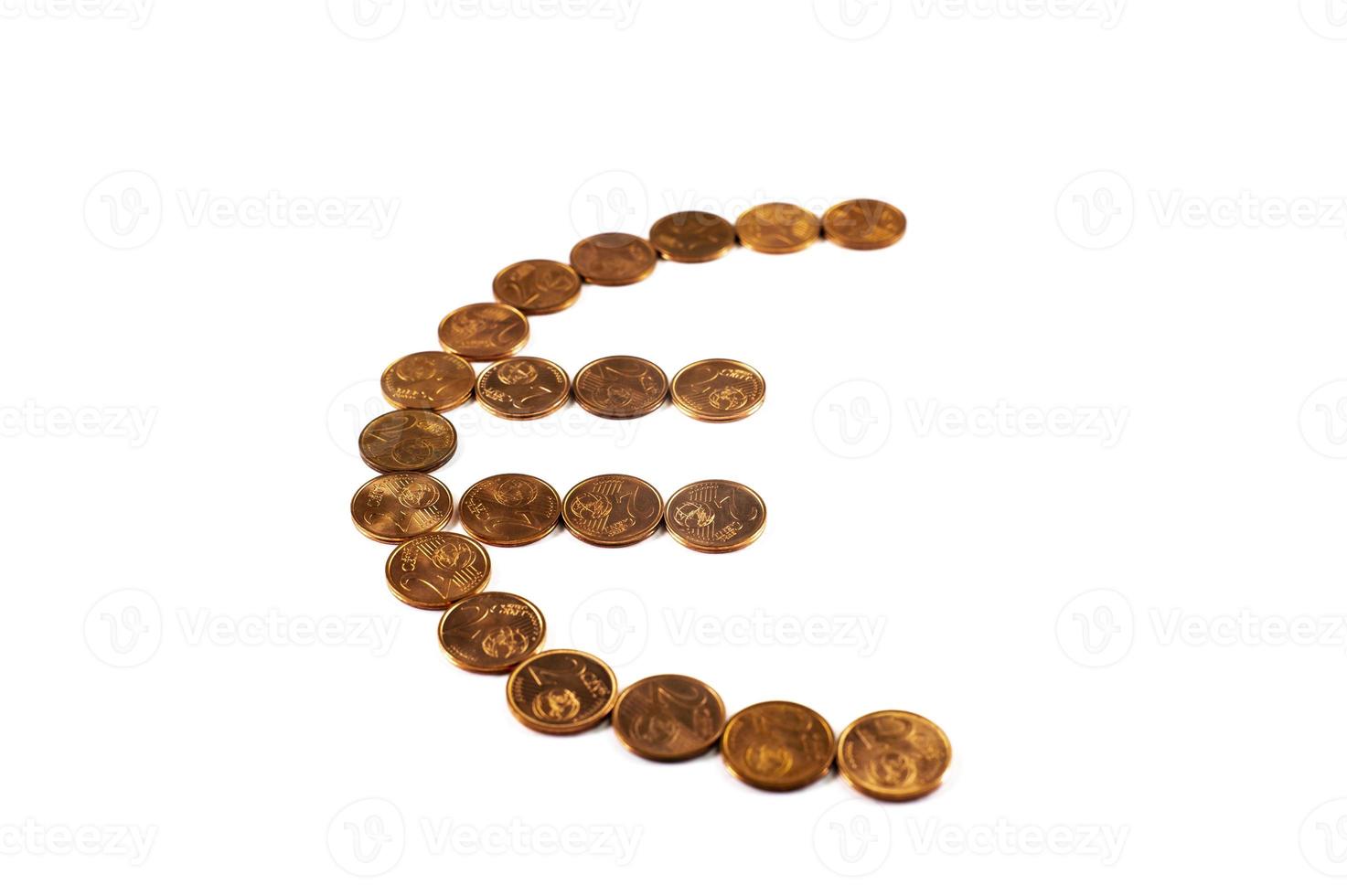 euro symbol made from coins of cents photo