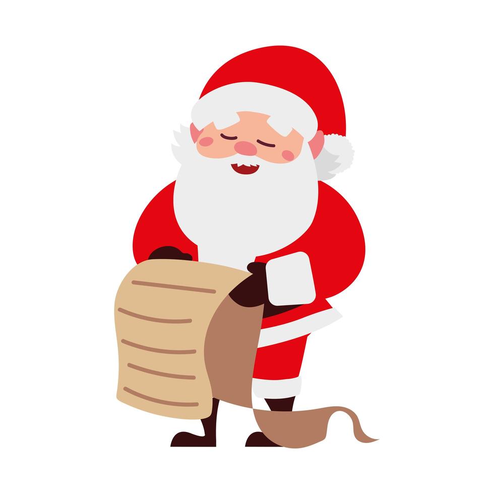 christmas santa claus check list cartoon character vector