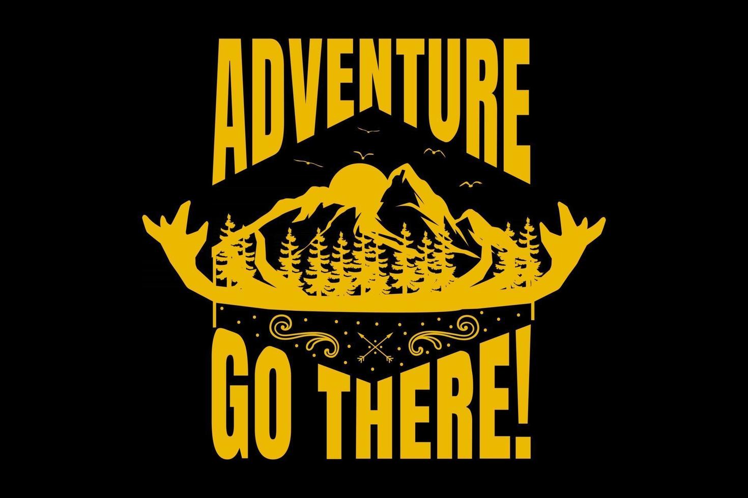 T-shirt typography mountain vintage adventure nature style vector