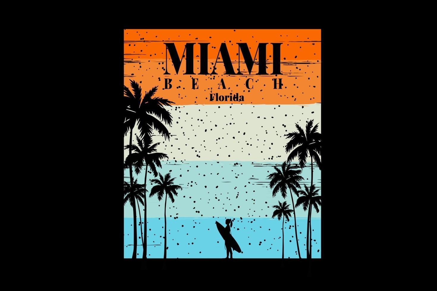 T-shirt surfer silhouette miami beach florida vector