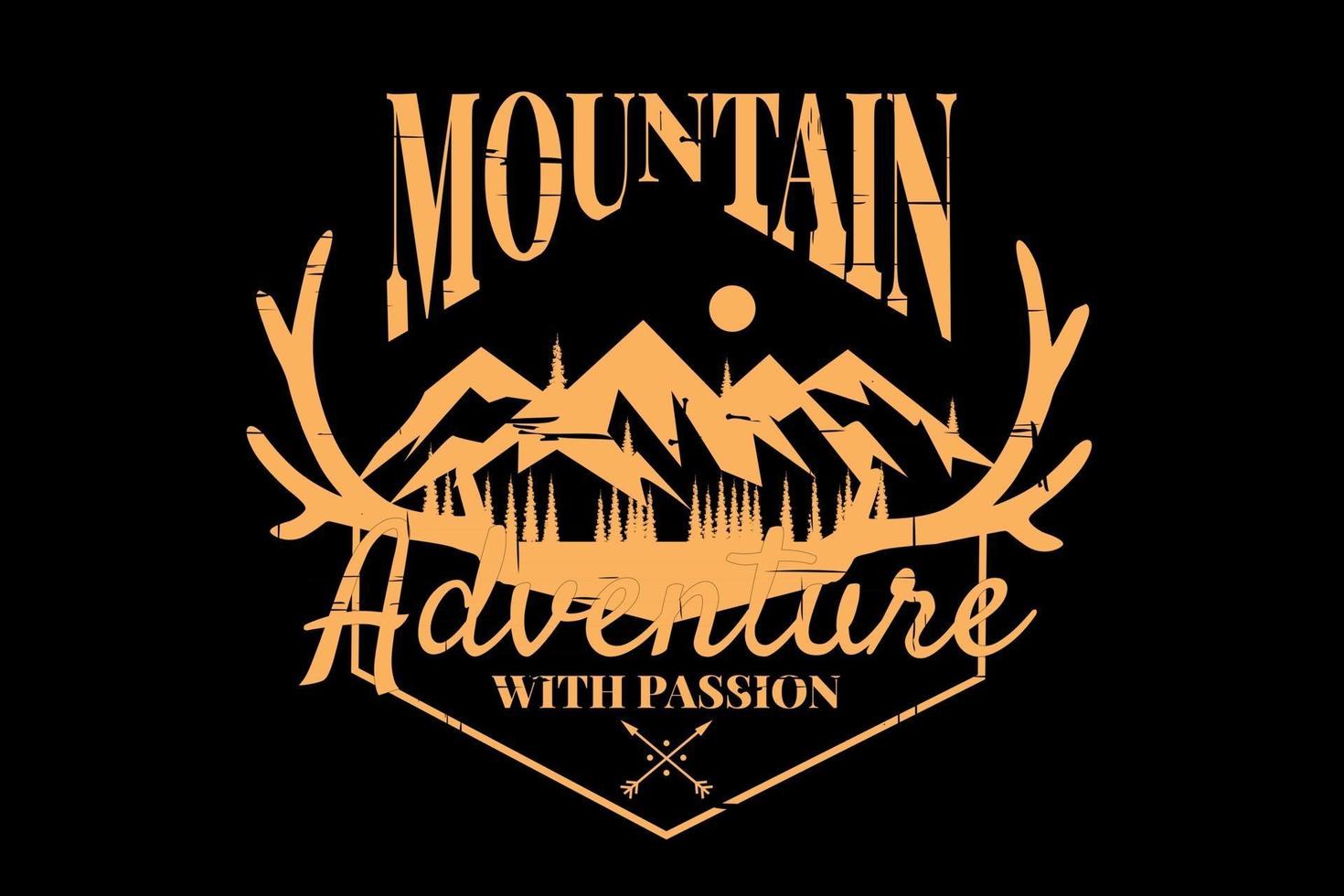 camiseta tipografía montaña aventura estilo vintage vector