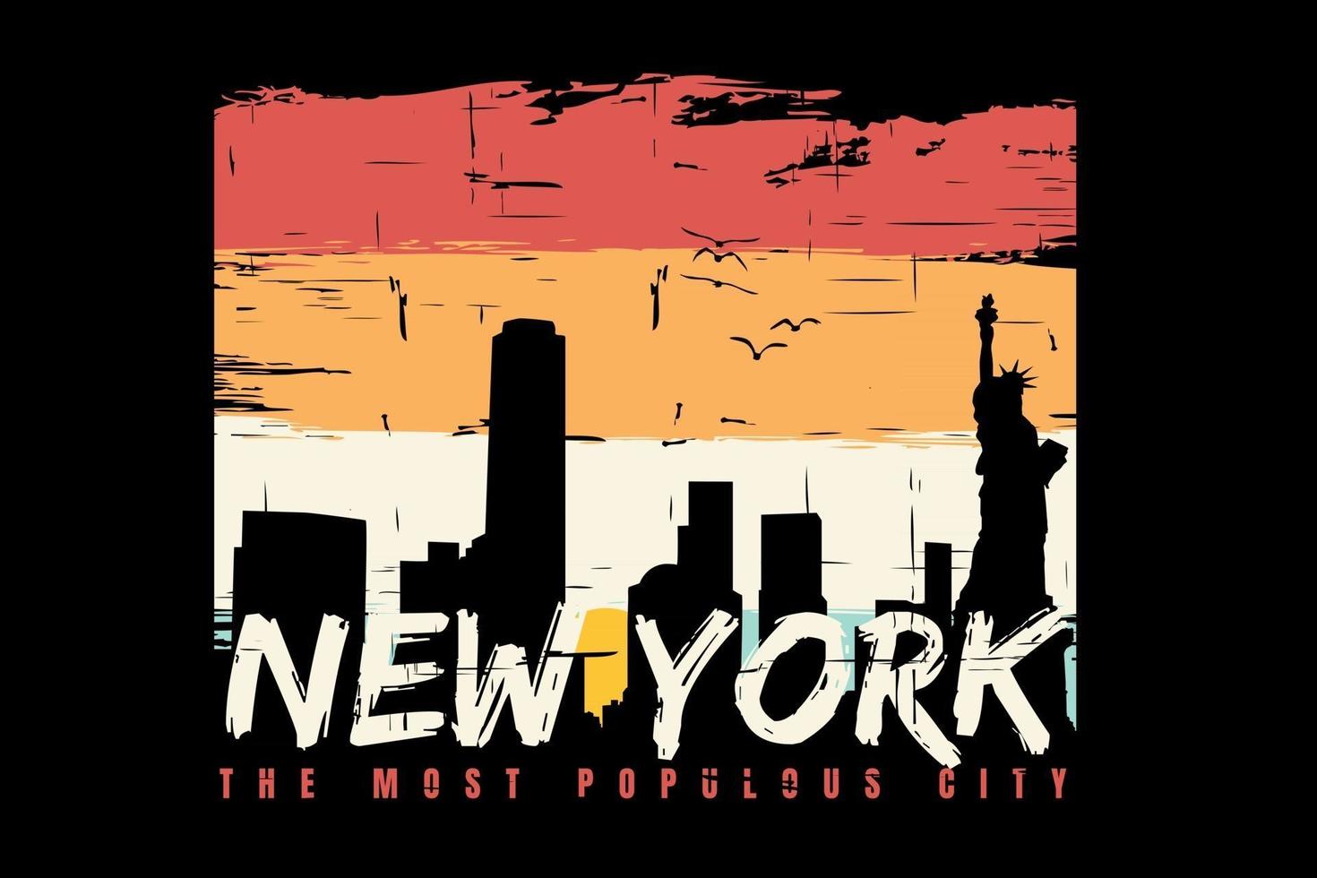 T-shirt silhouette new york city retro vintage style vector