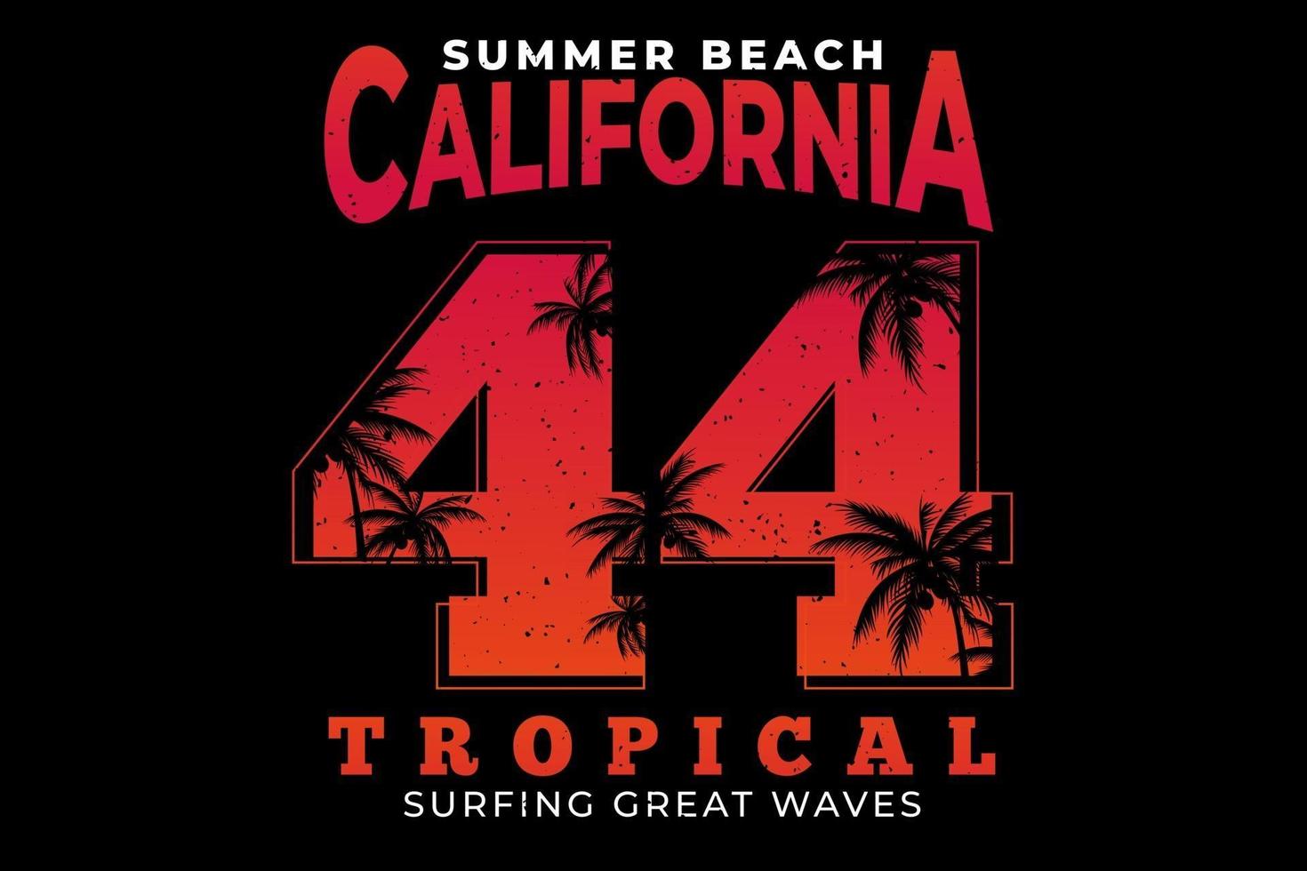 camiseta verano playa california tropical surf vintage gradiente vector