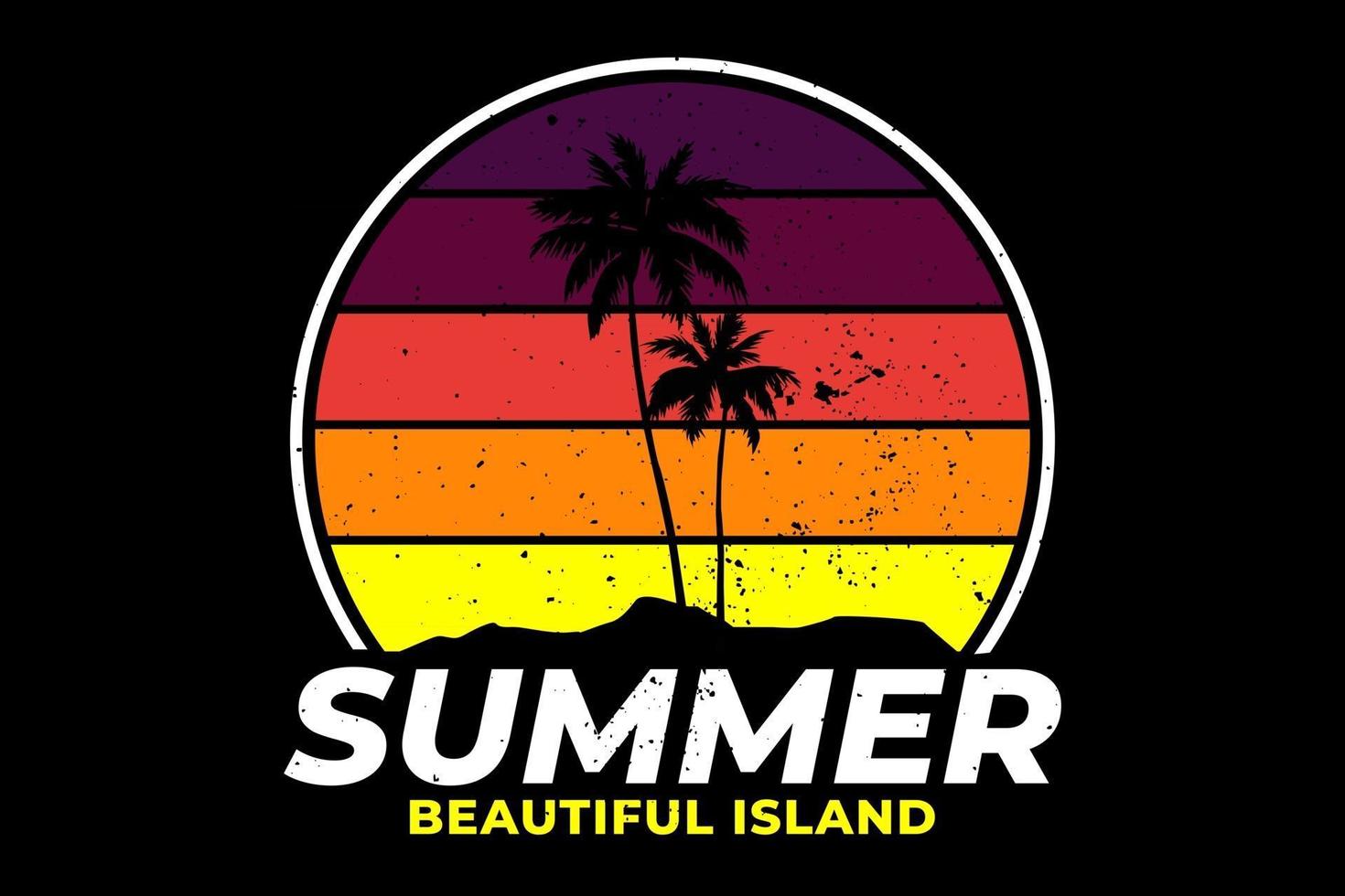 camiseta verano hermosa isla estilo retro vector