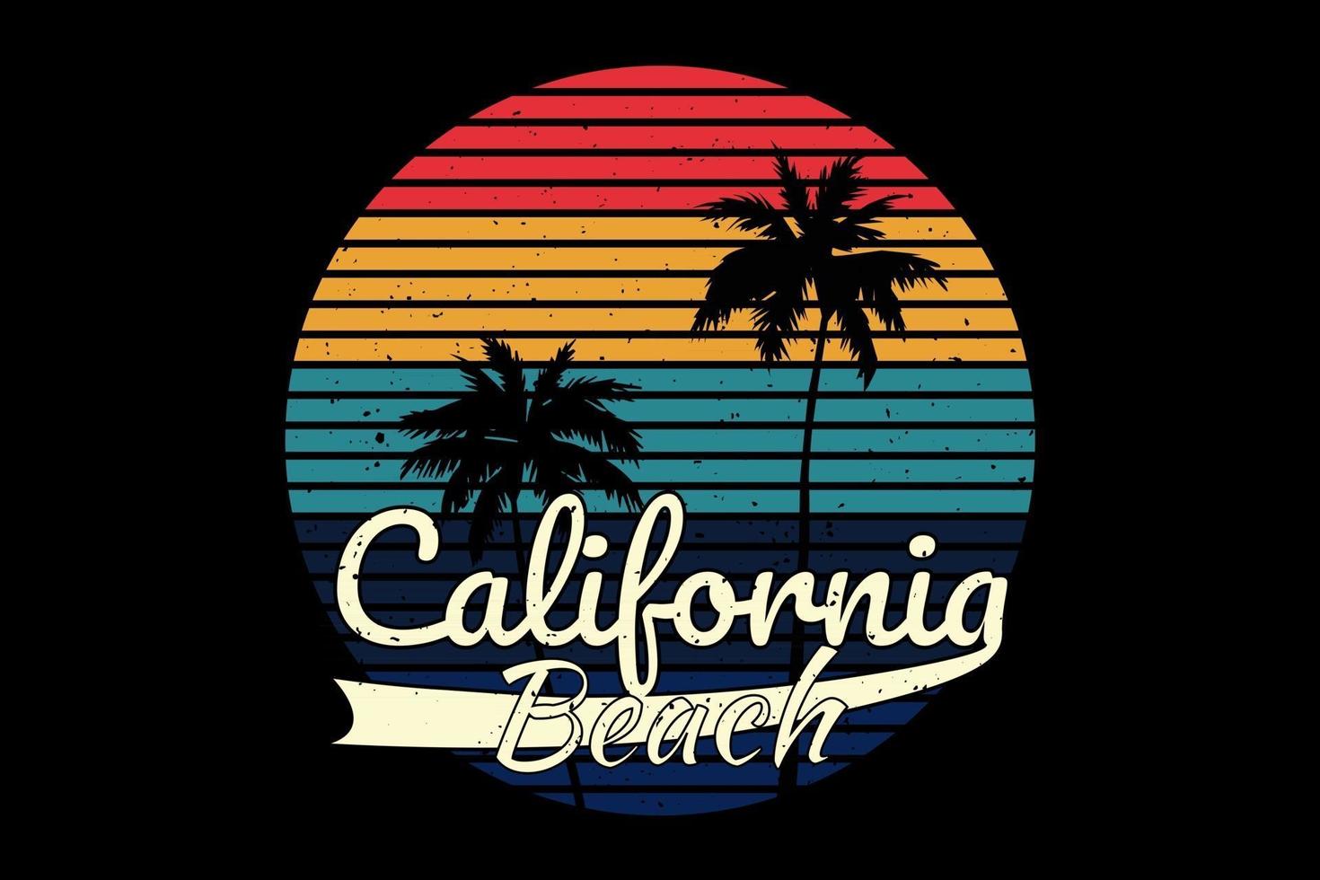 camiseta puesta de sol playa de california diseño retro vector