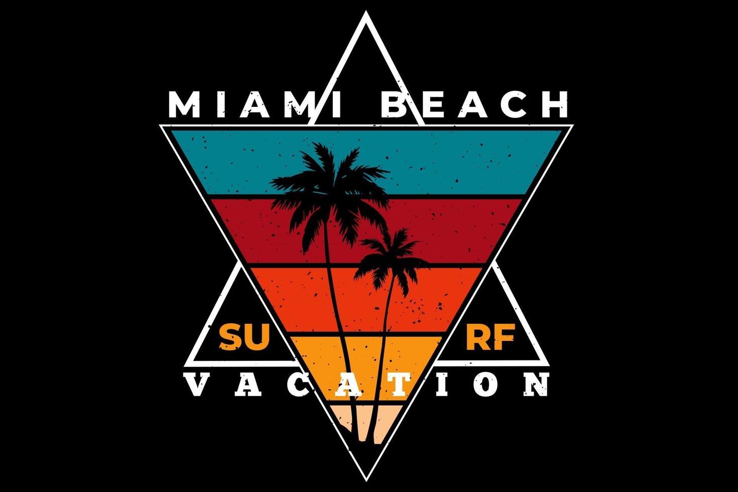 camiseta miami beach surf vacaciones retro vector