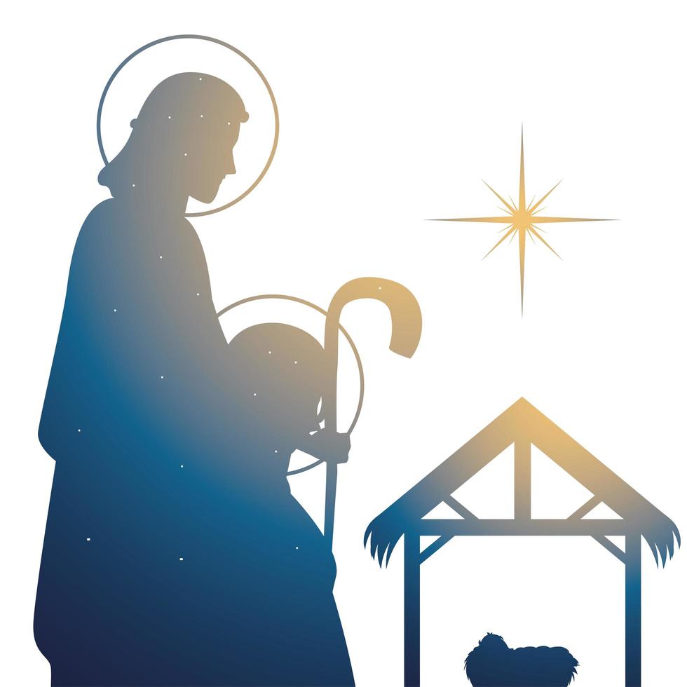 nativity, gradient silhouette mary and jospeh manger star vector
