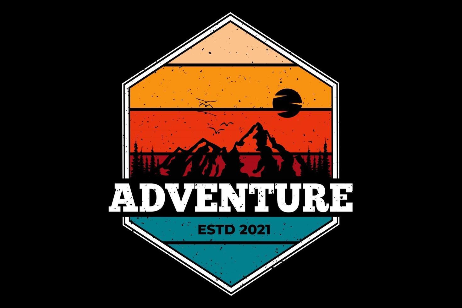 camiseta aventura montaña estilo retro vector