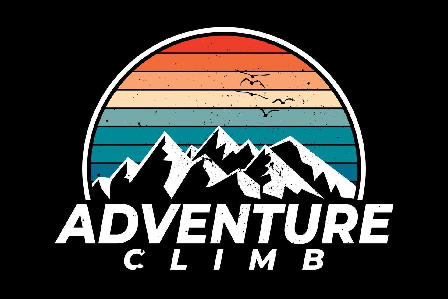 camiseta aventura escalada montaña estilo retro vector