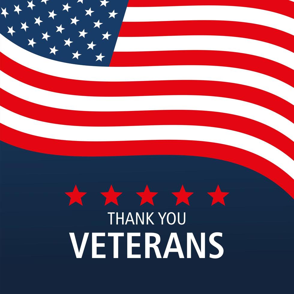 happy veterans day, waving flag stars memorial vector
