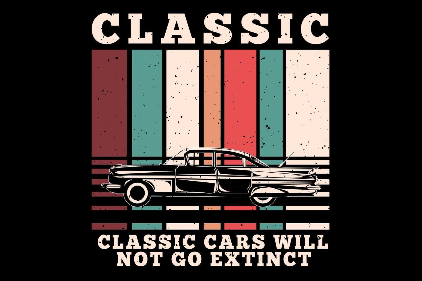 camiseta coches clásicos extintos estilo retro vector