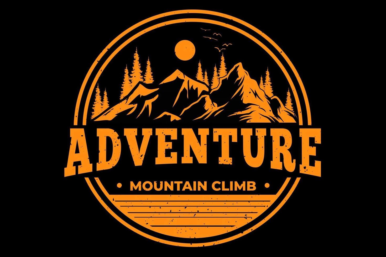 camiseta aventura montaña escalada estilo vintage vector