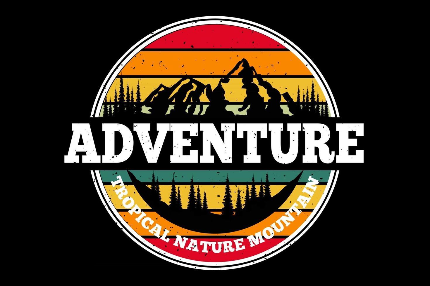 T-shirt adventure tropical nature mountain retro design vector