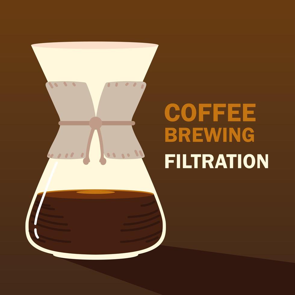 coffee brewing methods, filtration pot hot beverage, dark background vector