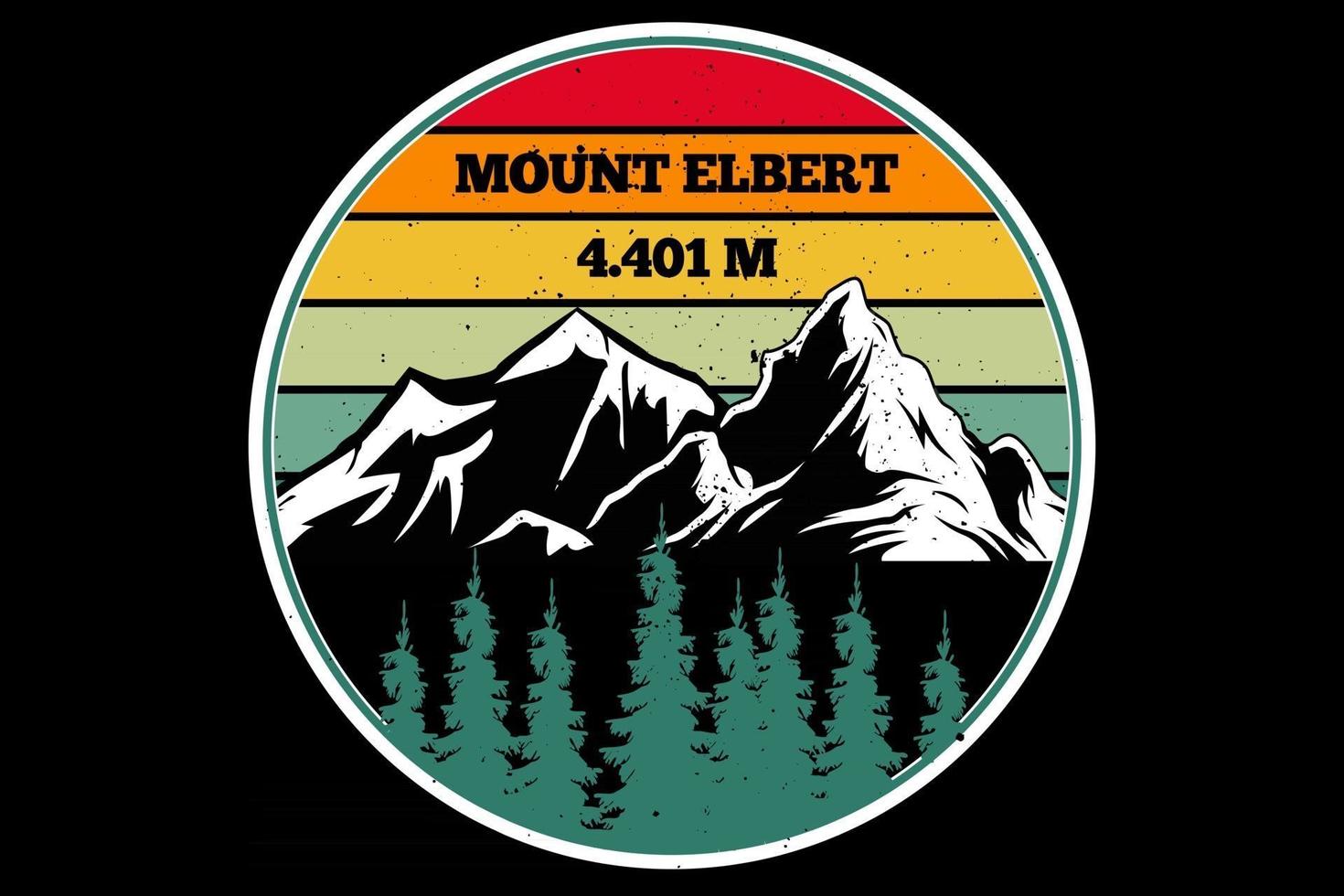 T-shirt mountain elbert pine retro sky design vector