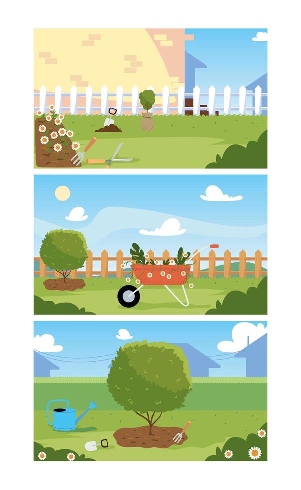 house garden banners set vector design