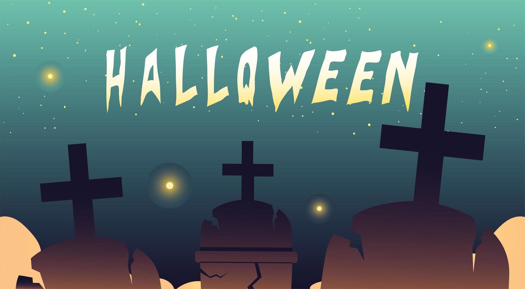 happy halloween with graves design vector