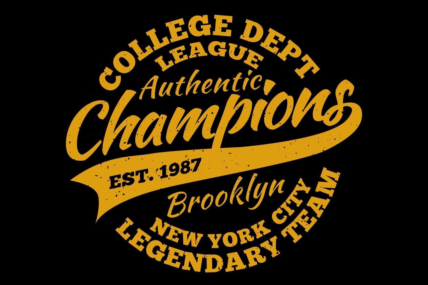 camiseta tipografía campeones brooklyn legendario equipo estilo vintage vector
