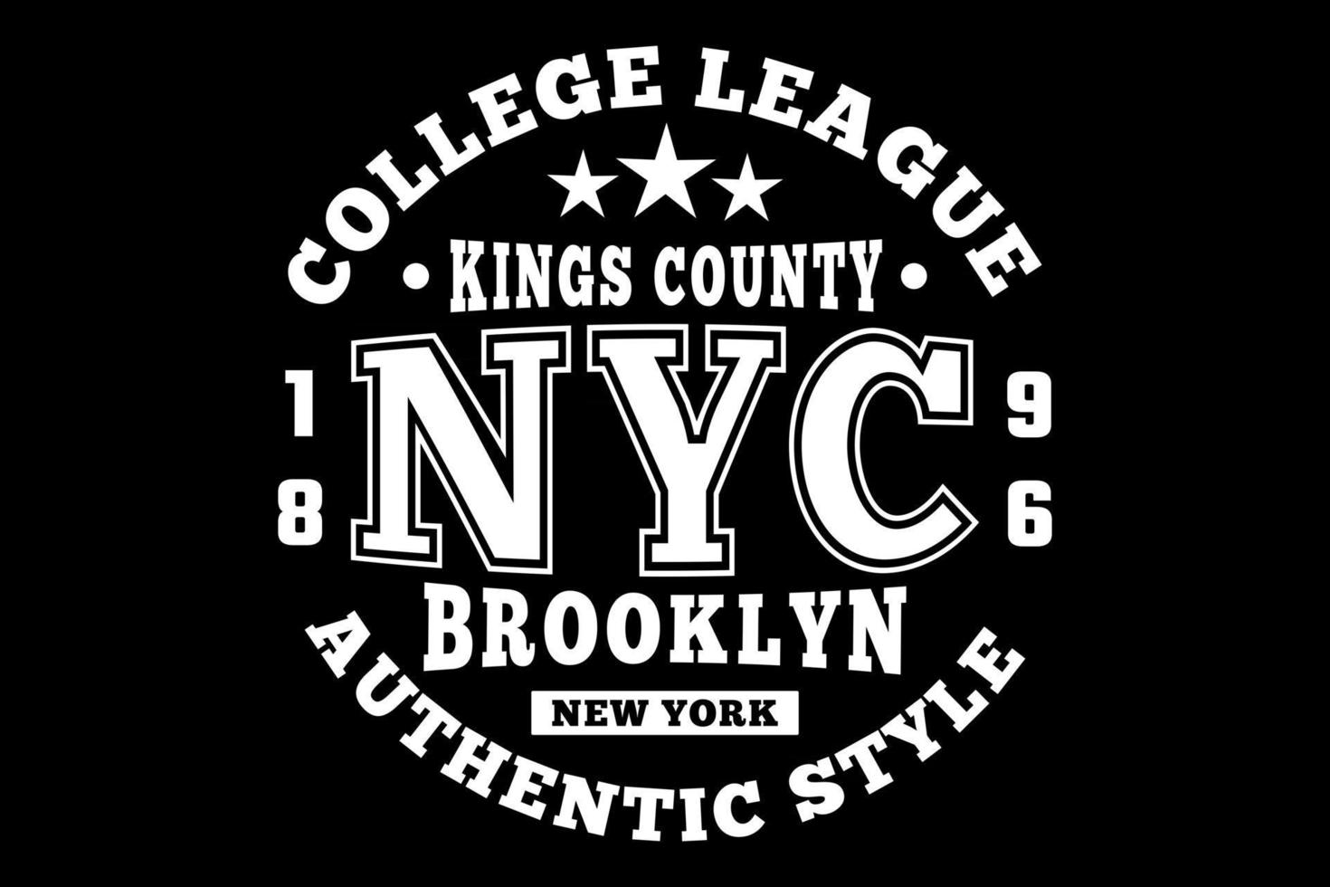 T-shirt typography brooklyn authentic style college league vintage style vector