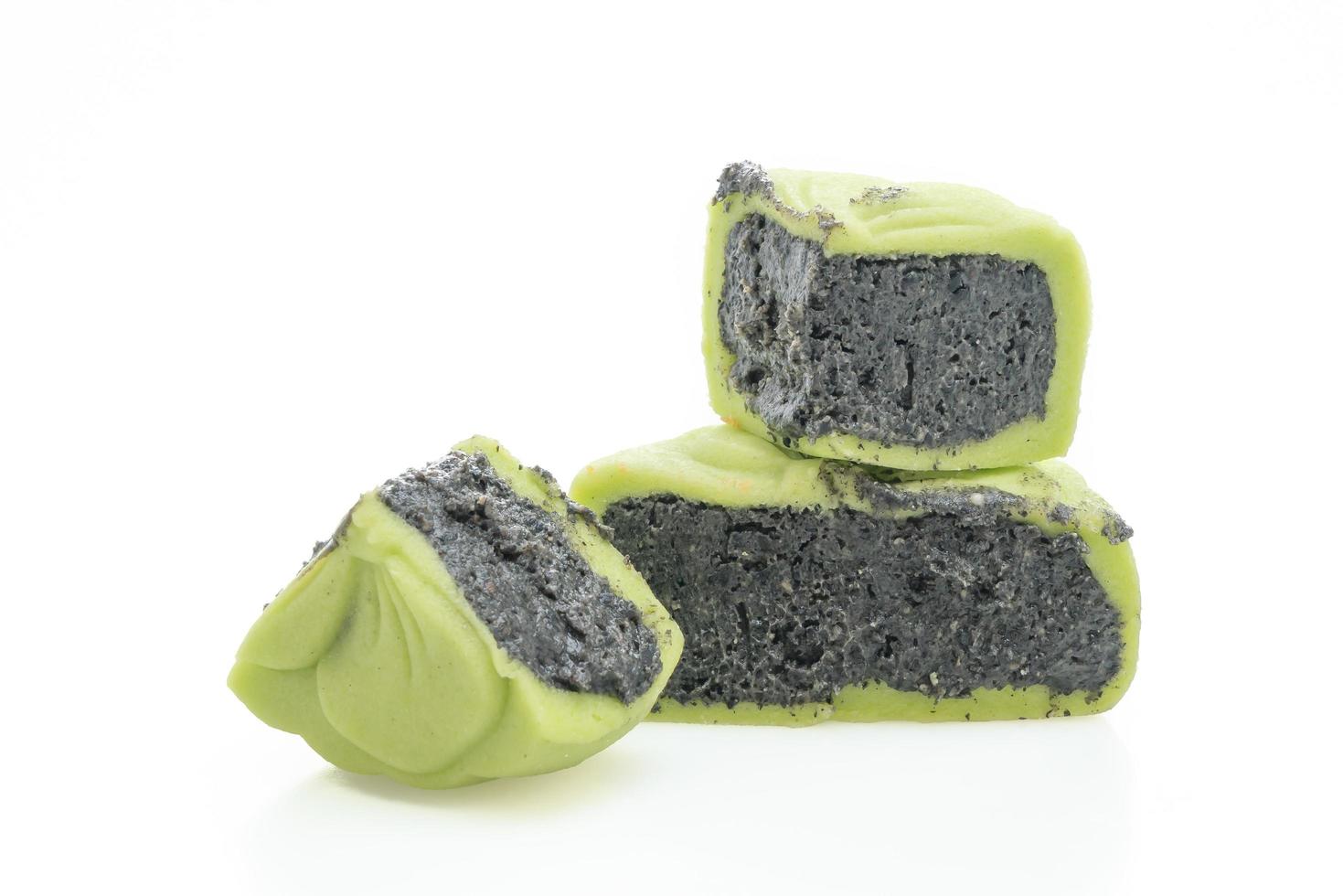 Chinese moon cake green tea flavour with black sesame photo