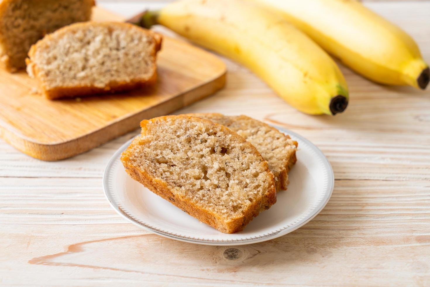 Homemade banana bread sliced photo