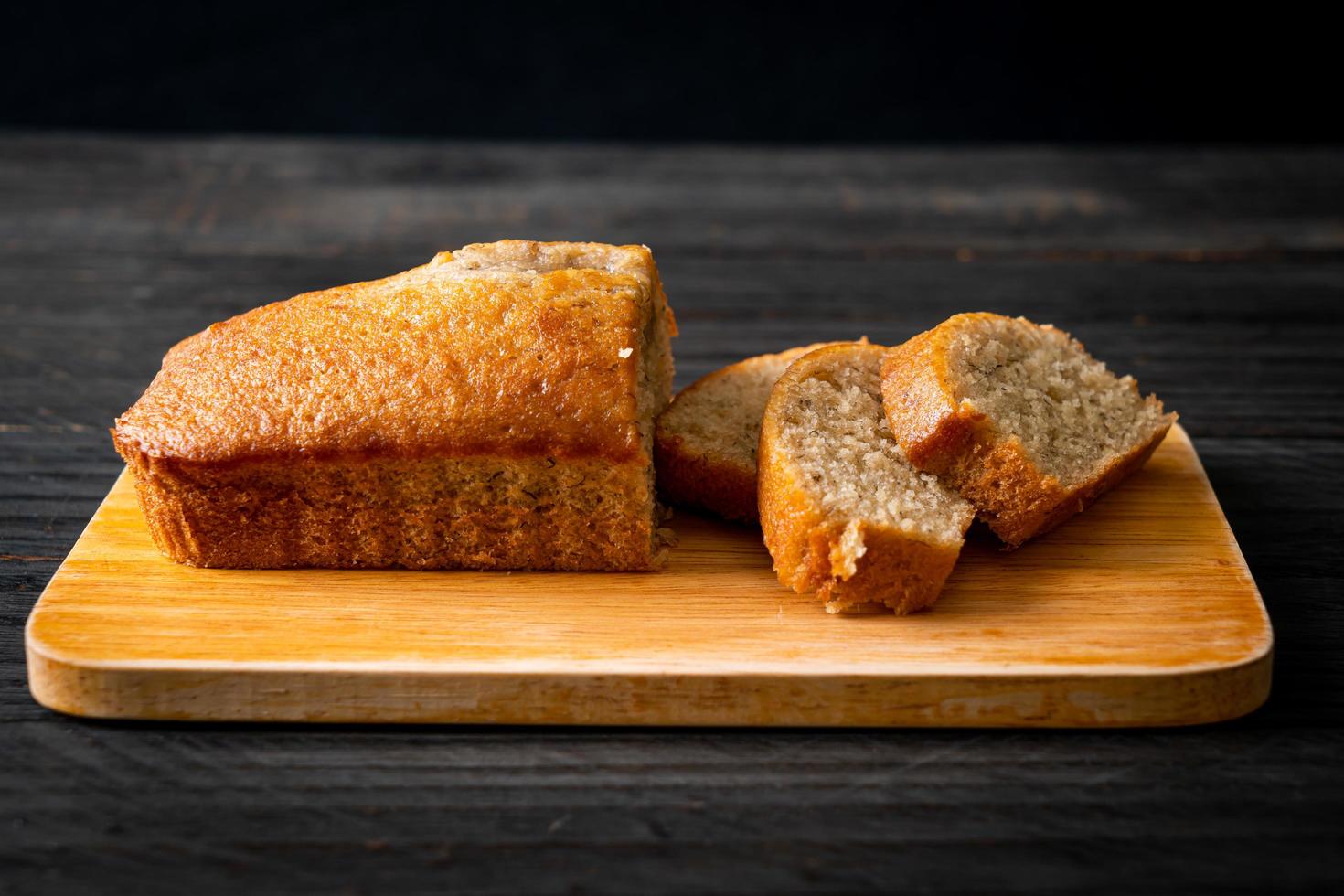 Homemade banana bread sliced photo