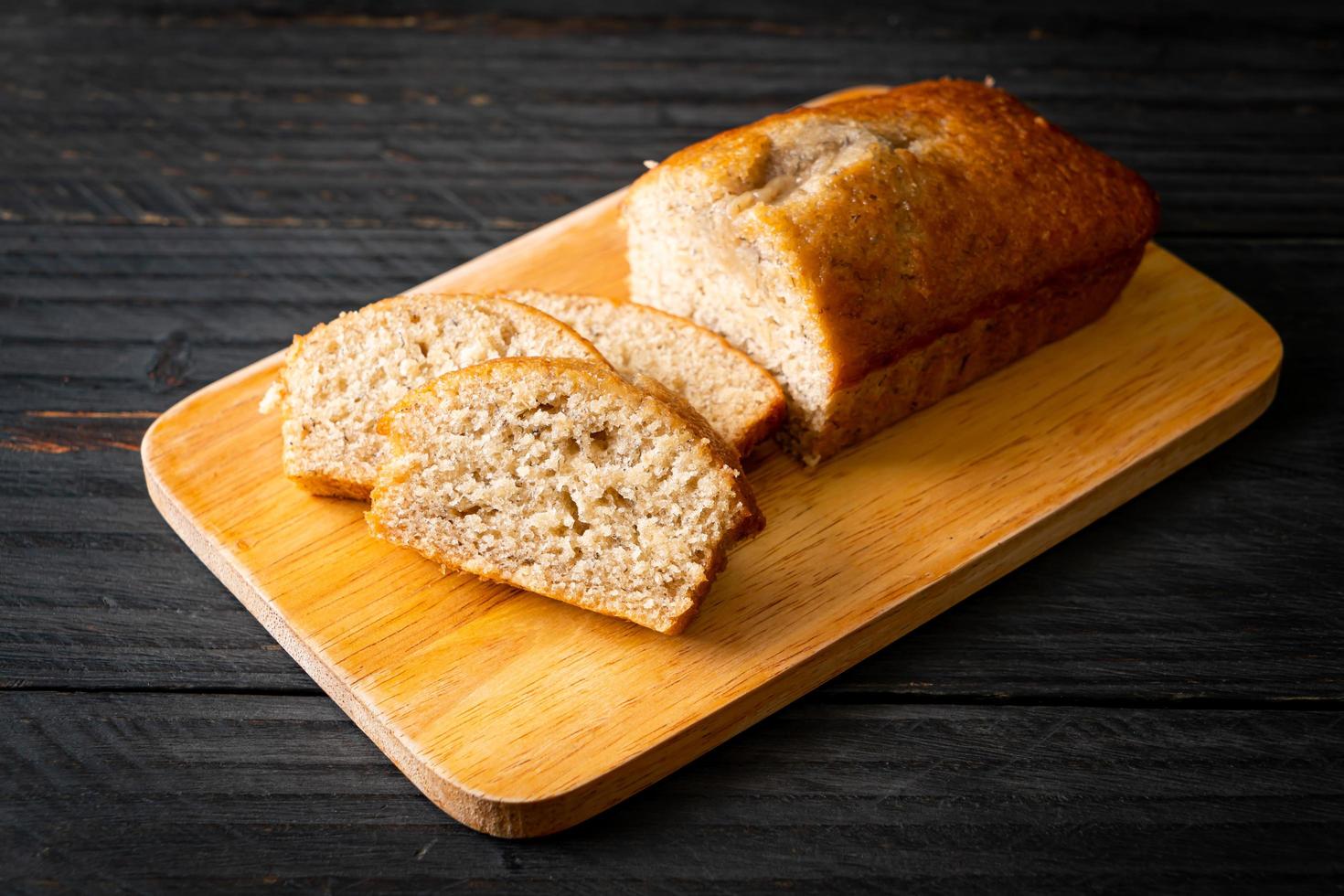 Homemade banana bread sliced photo