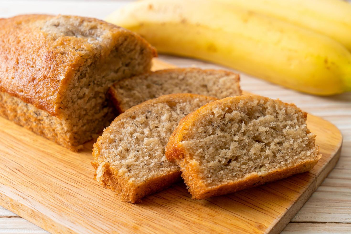 Homemade banana bread sliced photo